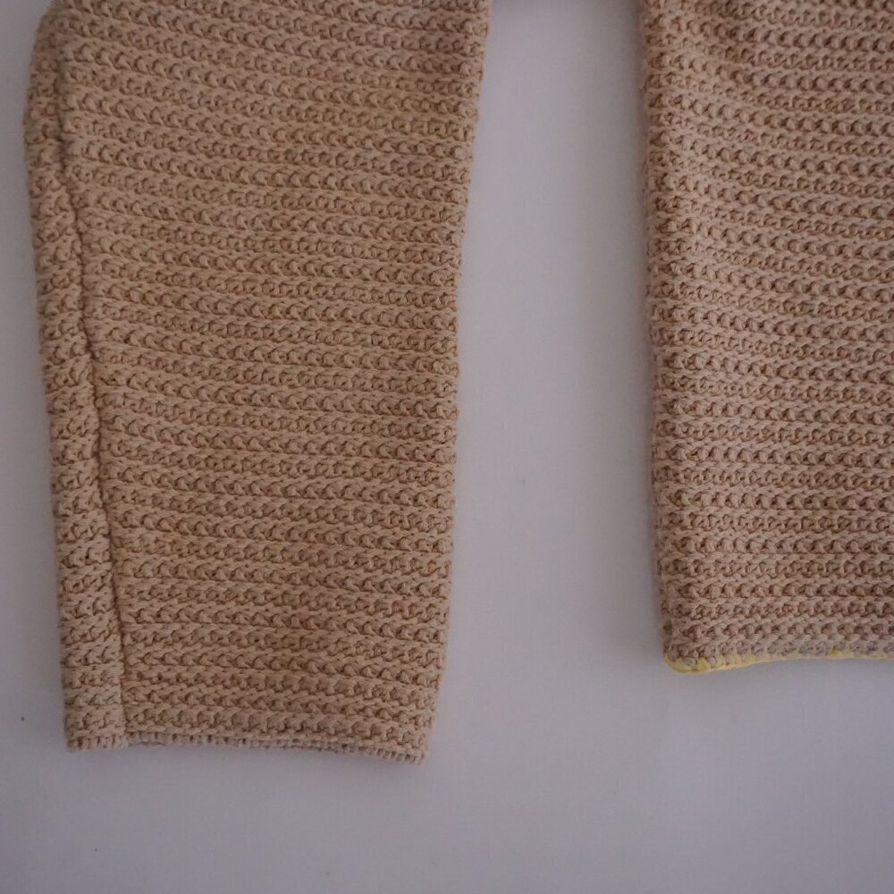 Ann Taylor Beige Crochet Trim 100% Cotton Button Cropped Cardigan Jacket L - Picture 9 of 9